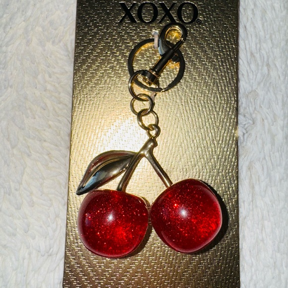 XOXO Accessories - XOXO Red Cherry Keychain Charm With Gold Details